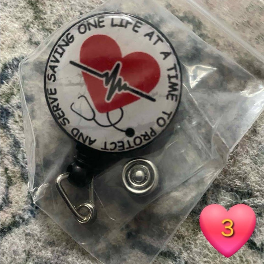 “To protect and serve saving one life at a time”Clip-on,Retractable Badge Holder